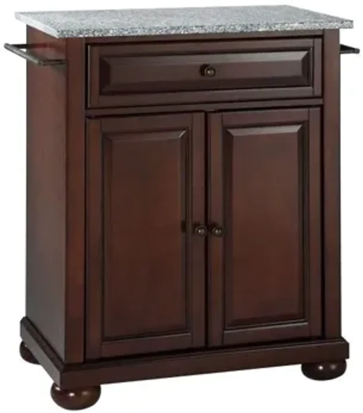 Alexandria Solid Granite Top Portable Kitchen Island in Vintage Mahogany