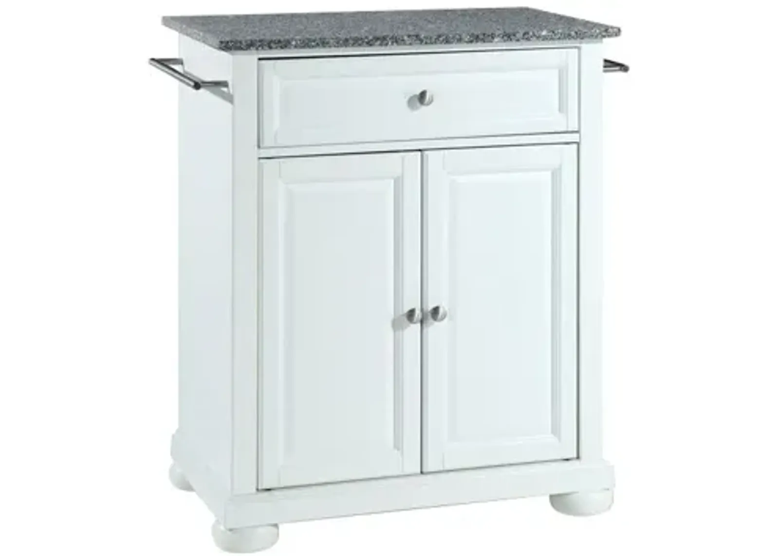 Alexandria Solid Granite Top Portable Kitchen Island in White