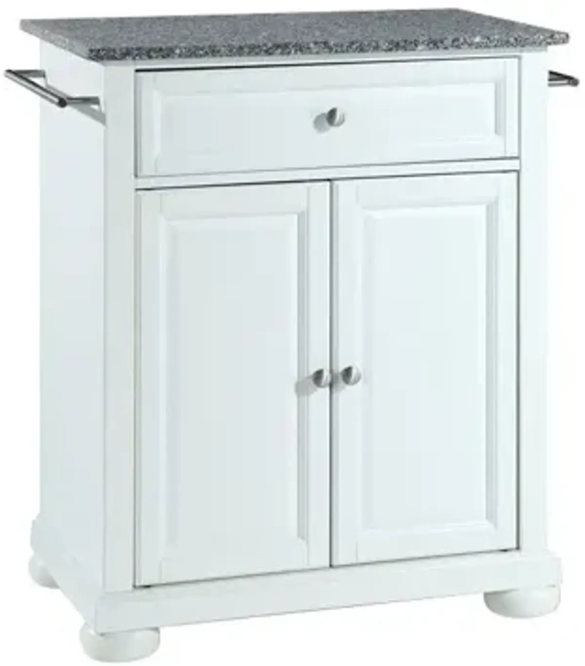 Alexandria Solid Granite Top Portable Kitchen Island in White