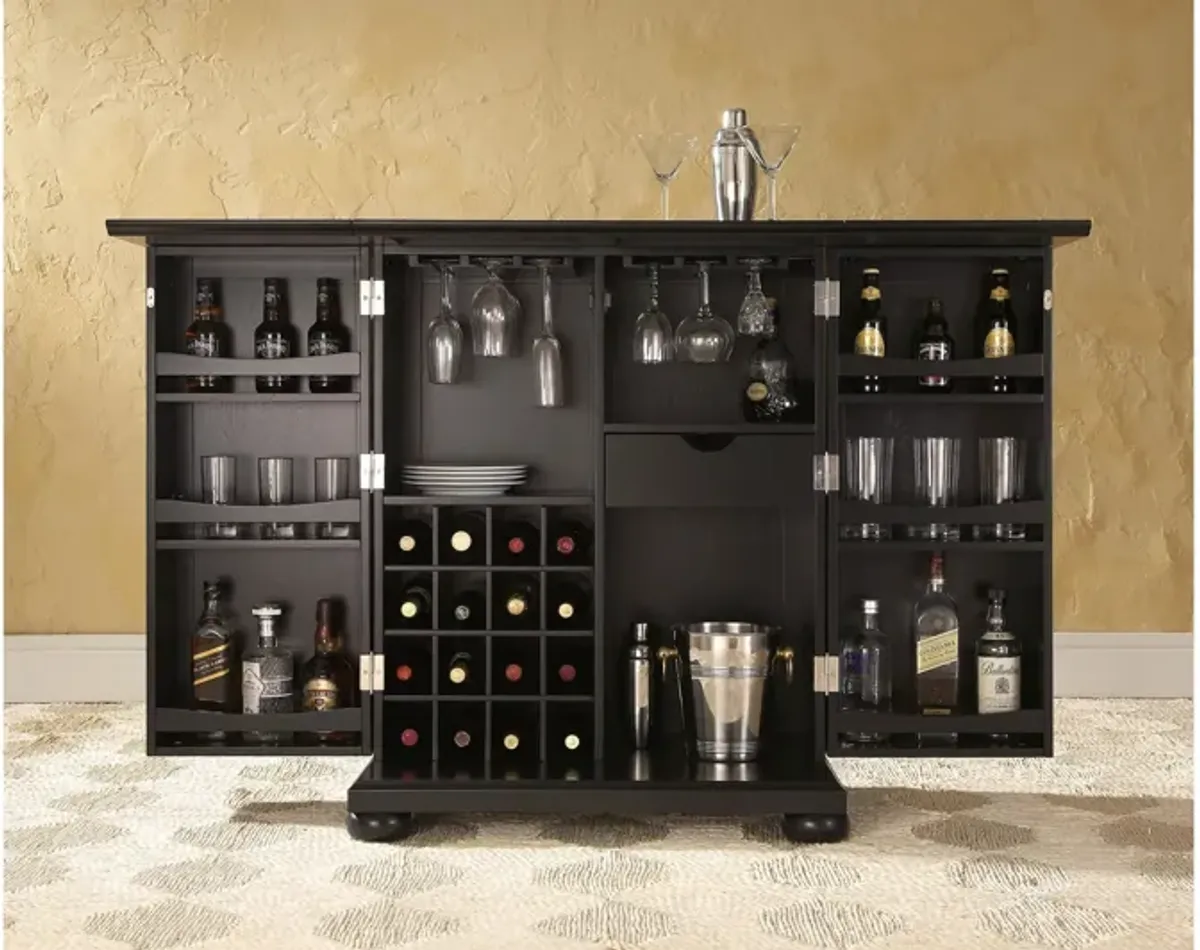 Alexandria Expandable Bar Cabinet in Black