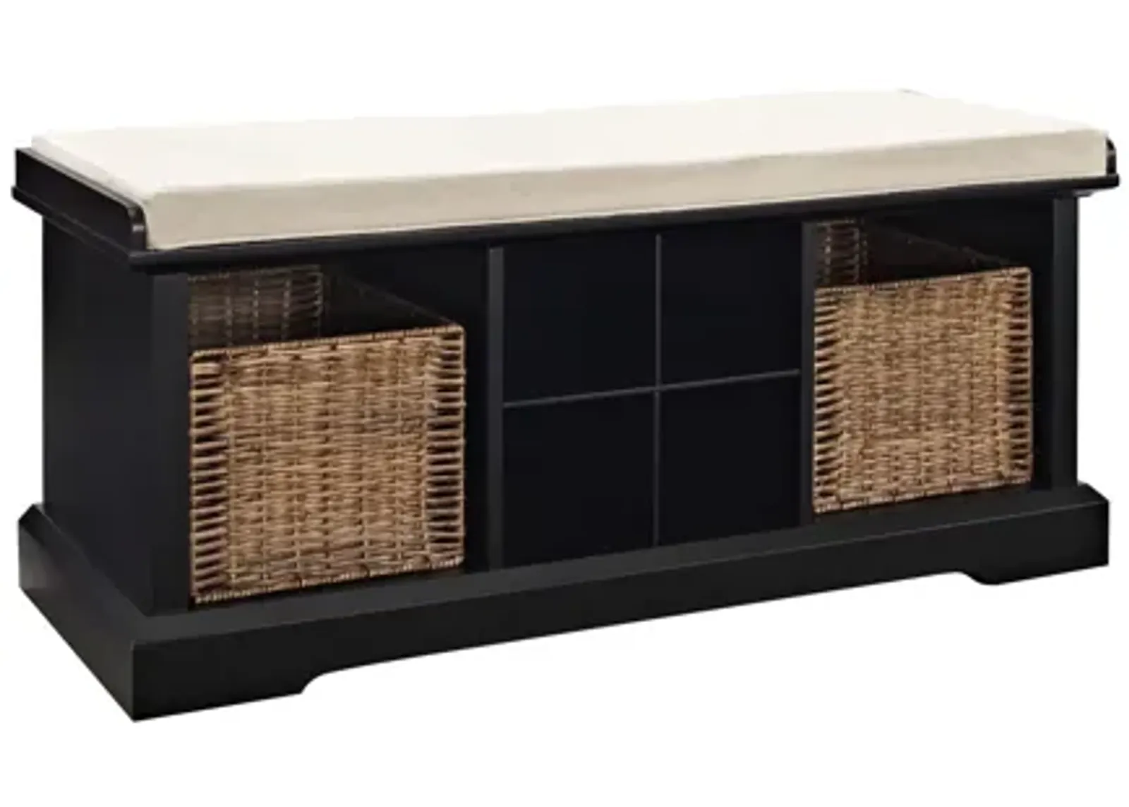 Brennan Storage Bench Black/Tan - Bench, 2 Wicker Basekets