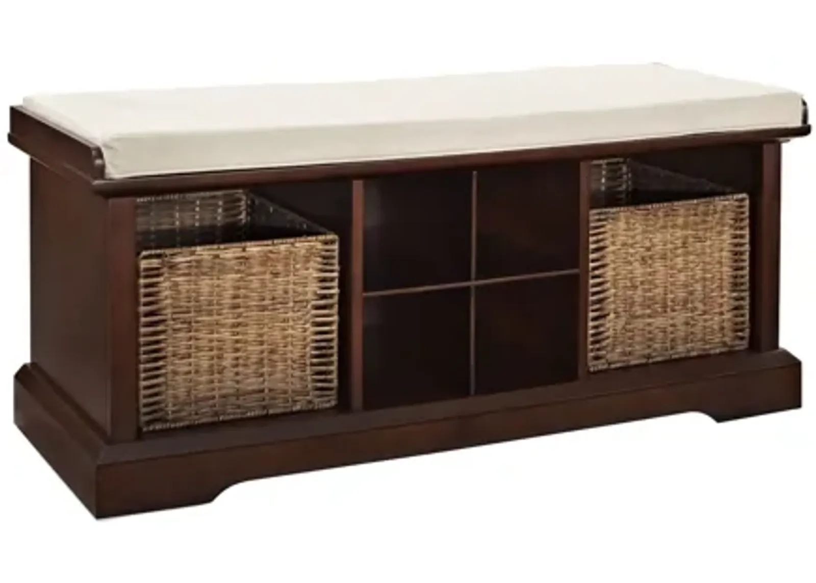 Brennan Storage Bench Mahogany/Tan - Bench, 2 Wicker Basekets