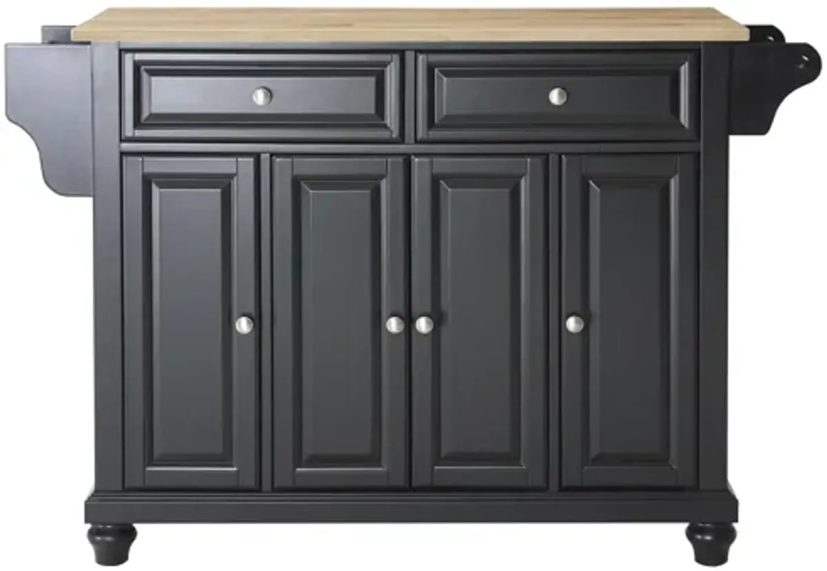 Cambridge Natural Wood Top Kitchen Island in Black