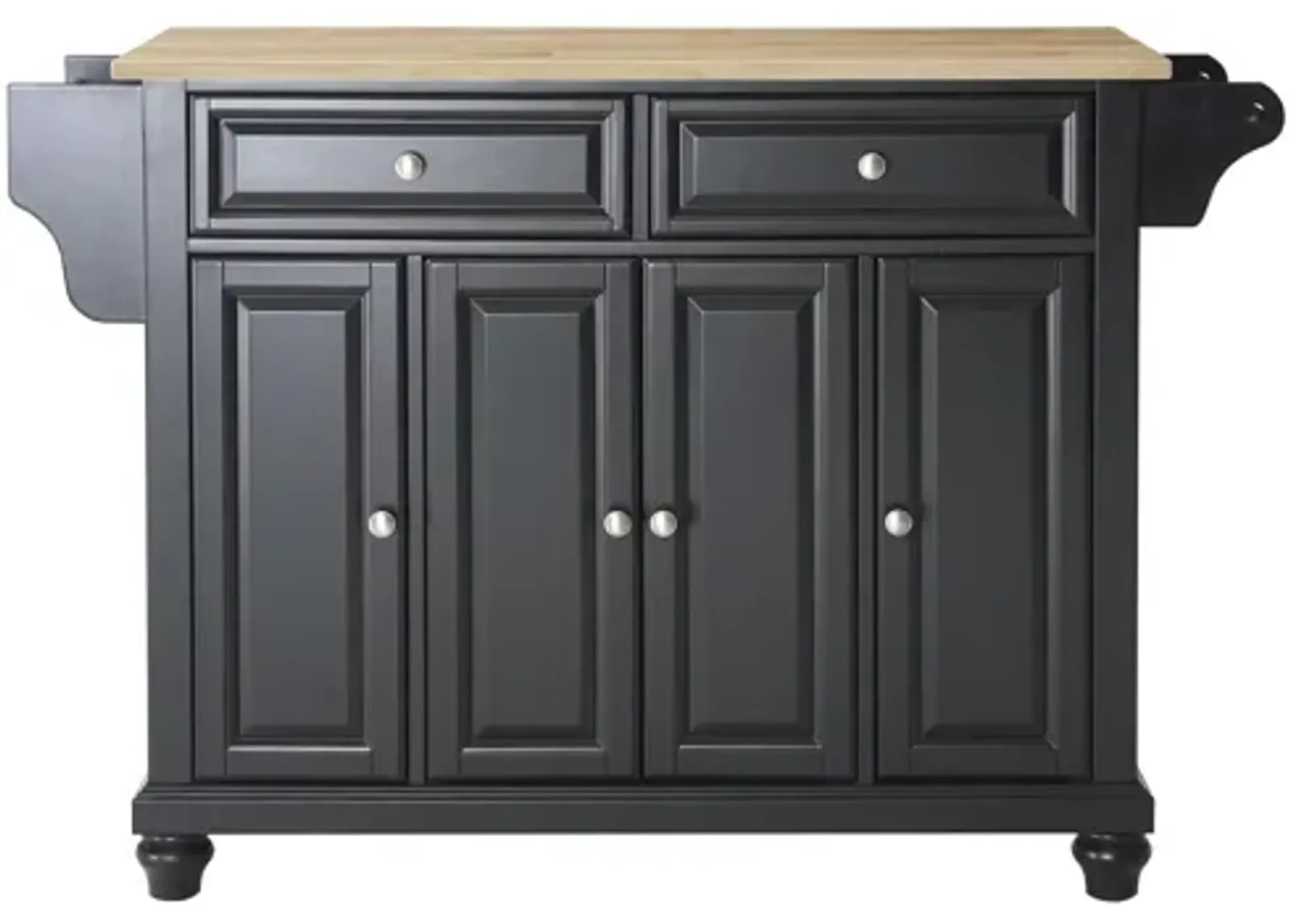 Cambridge Natural Wood Top Kitchen Island in Black