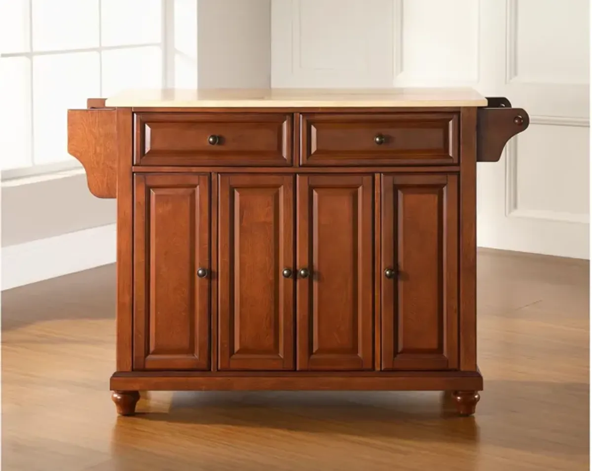 Cambridge Natural Wood Top Kitchen Island in Classic Cherry