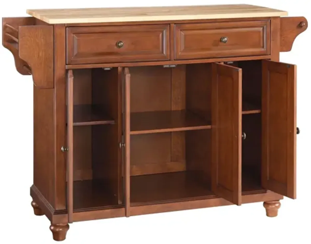 Cambridge Natural Wood Top Kitchen Island in Classic Cherry