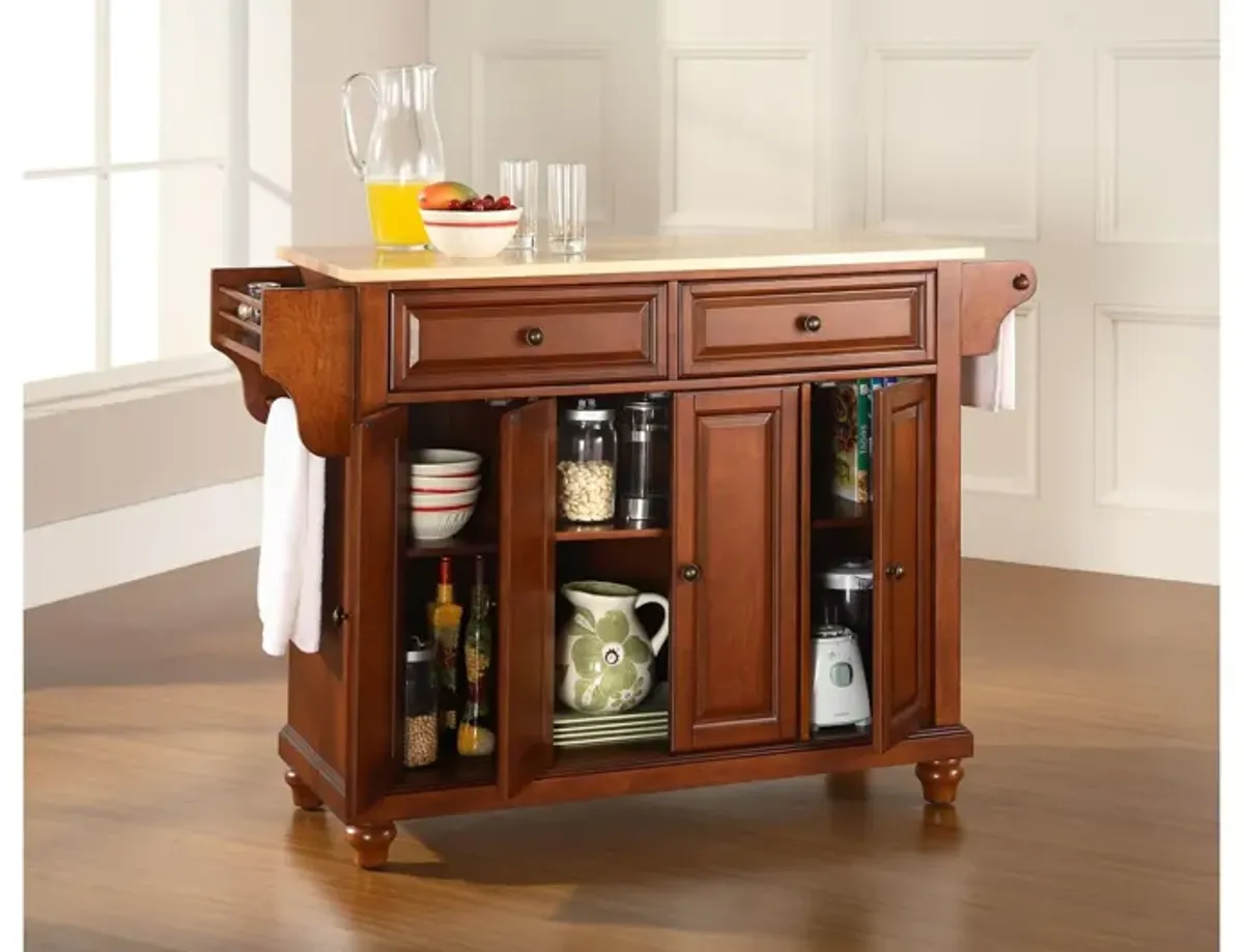 Cambridge Natural Wood Top Kitchen Island in Classic Cherry