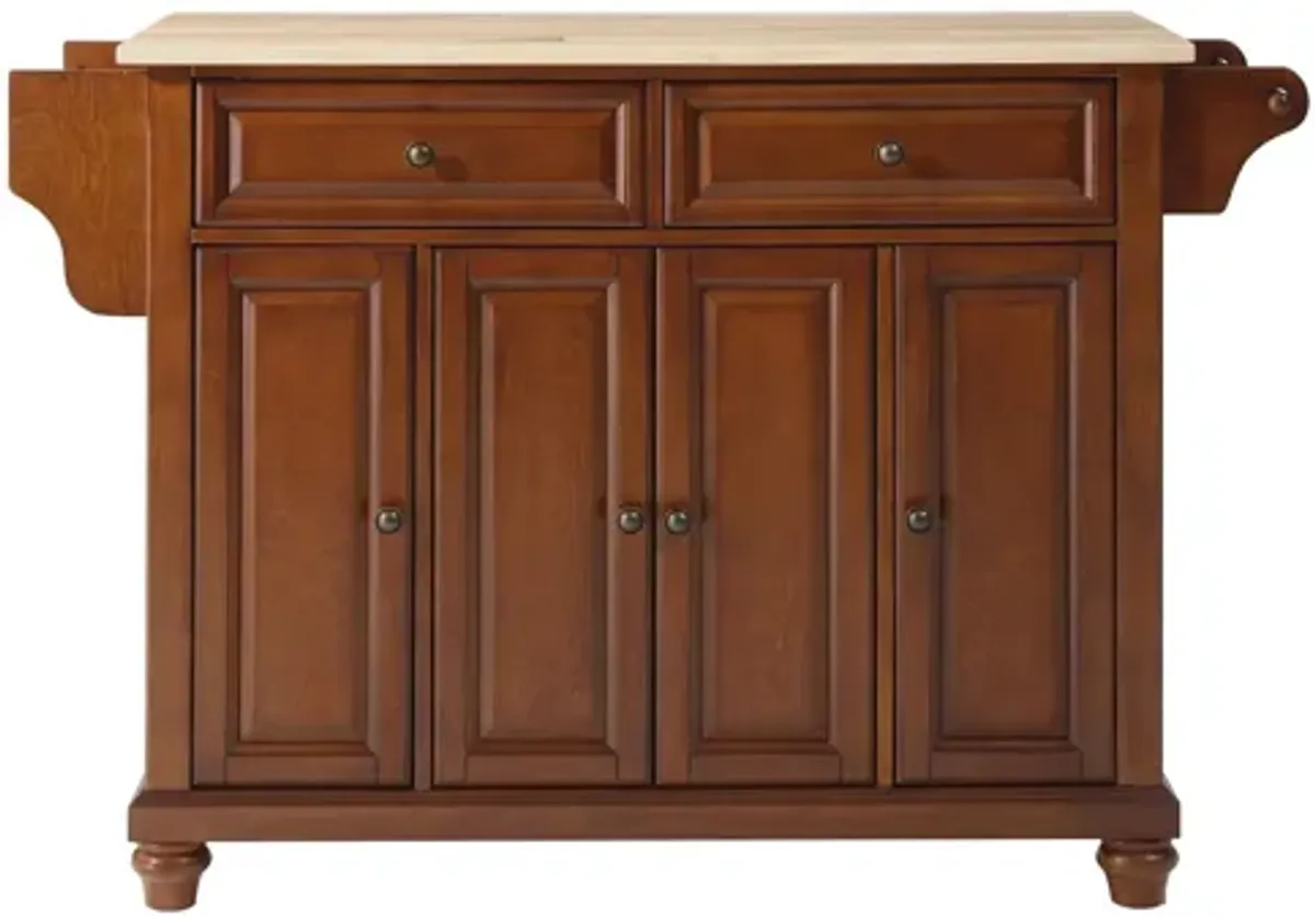 Cambridge Natural Wood Top Kitchen Island in Classic Cherry