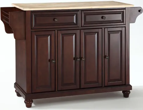 Cambridge Natural Wood Top Kitchen Island in Vintage Mahogany