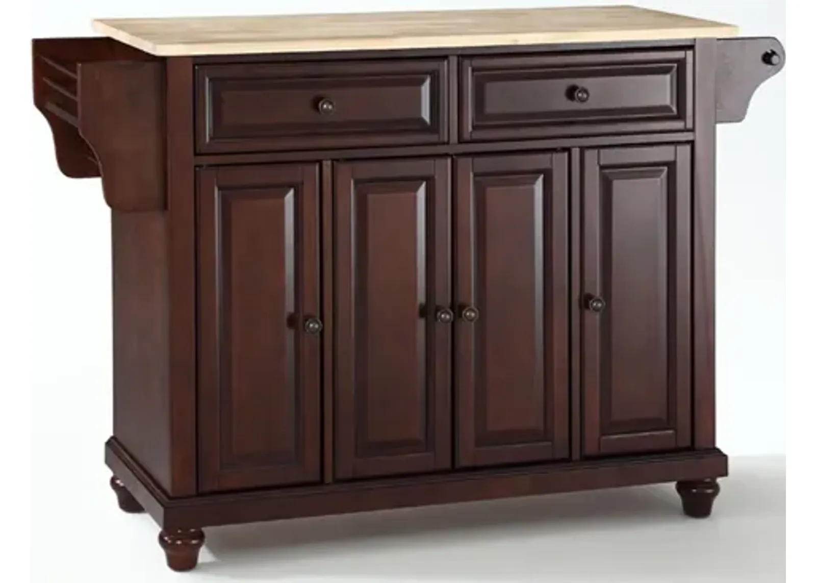 Cambridge Natural Wood Top Kitchen Island in Vintage Mahogany