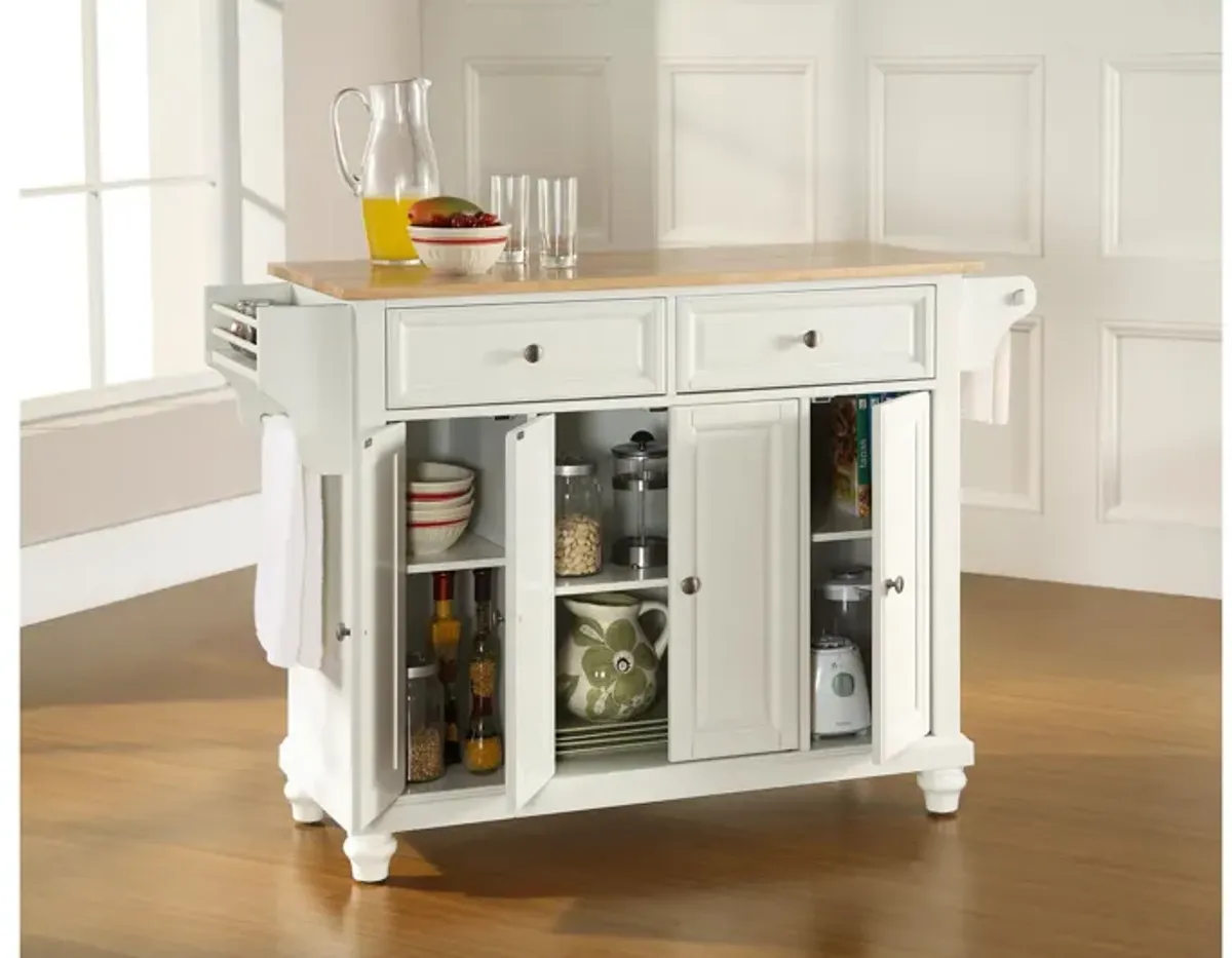 Cambridge Natural Wood Top Kitchen Island in White