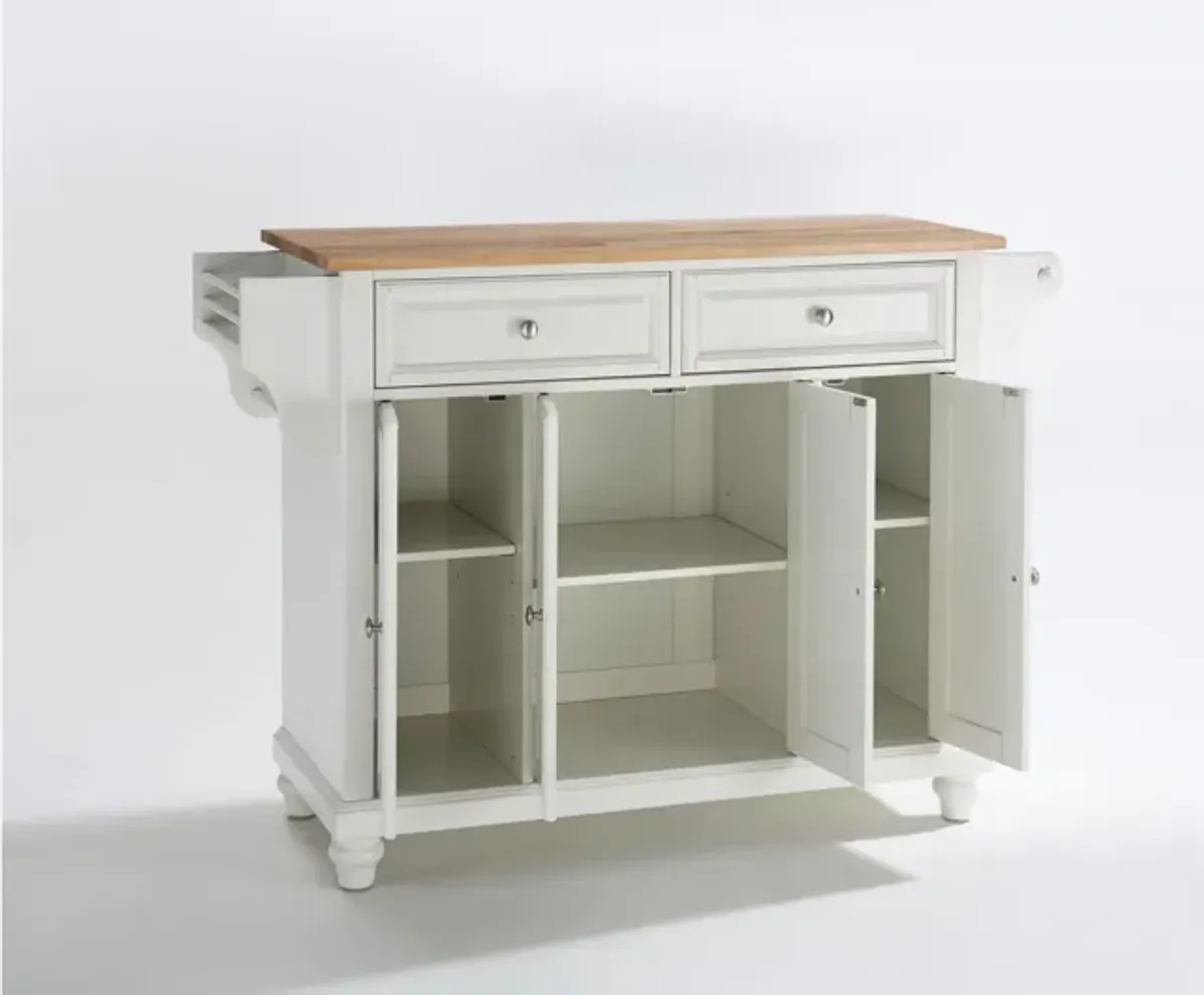 Cambridge Natural Wood Top Kitchen Island in White