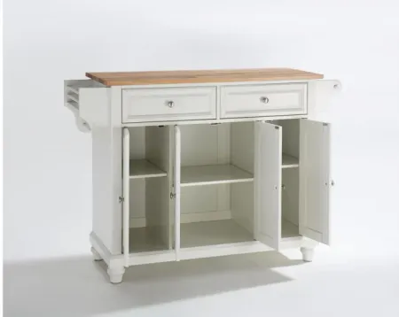 Cambridge Natural Wood Top Kitchen Island in White