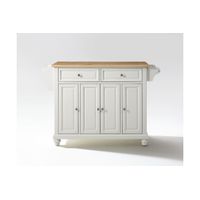 Cambridge Natural Wood Top Kitchen Island in White