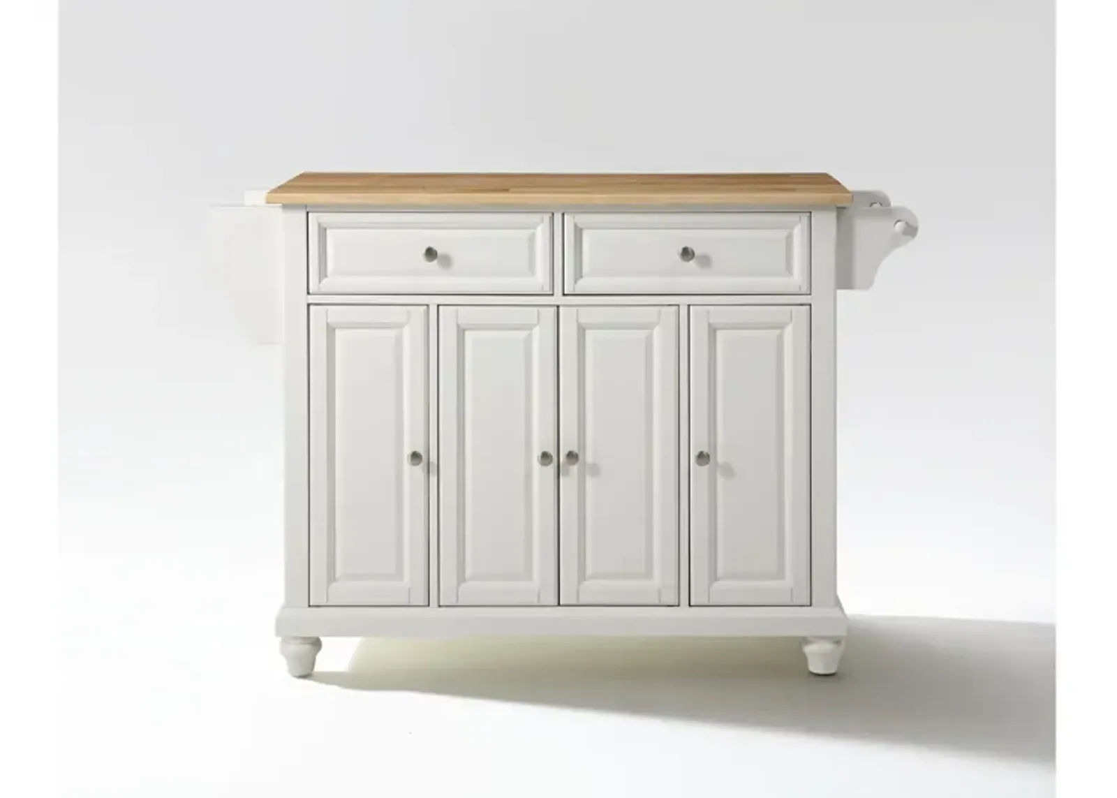 Cambridge Natural Wood Top Kitchen Island in White