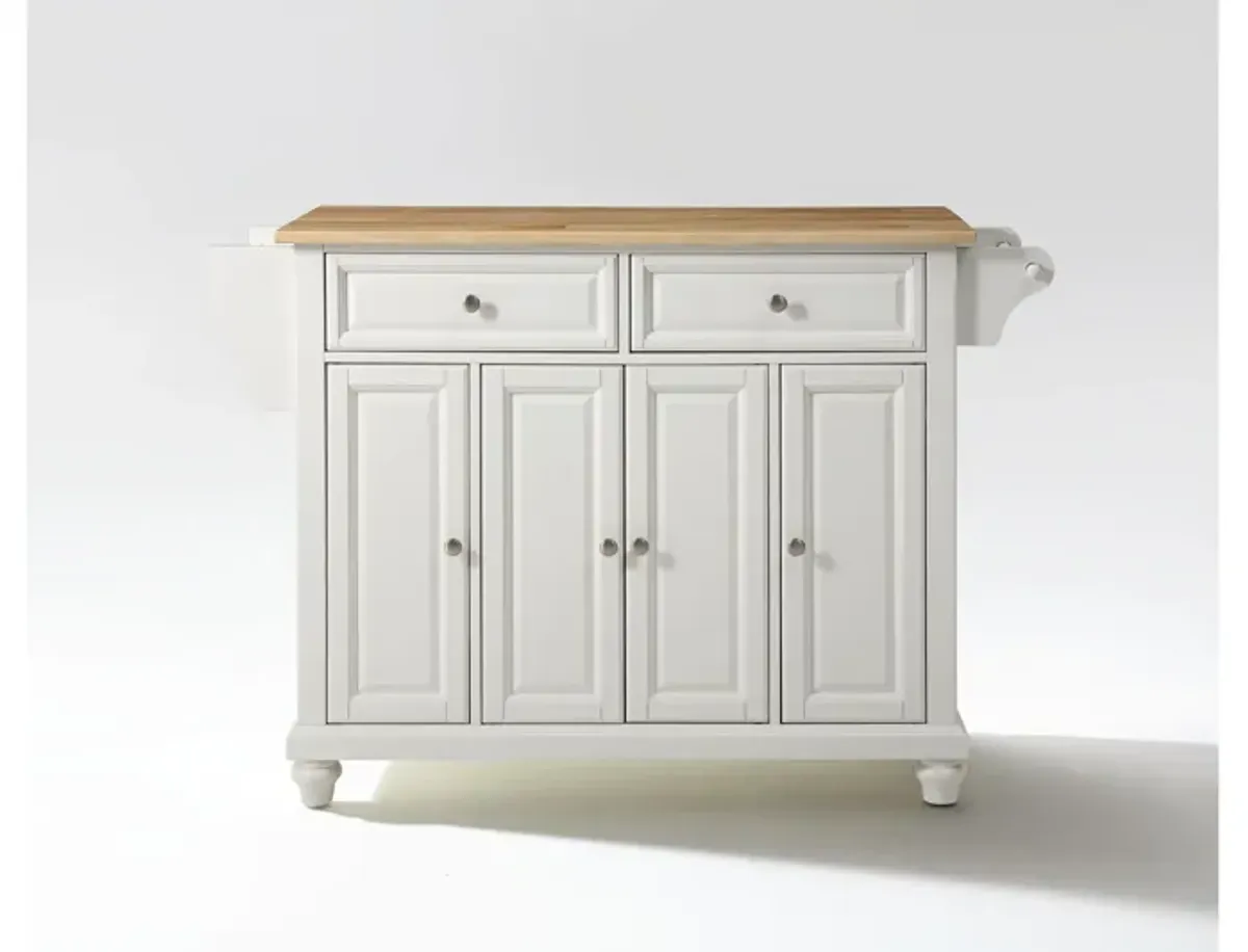 Cambridge Natural Wood Top Kitchen Island in White