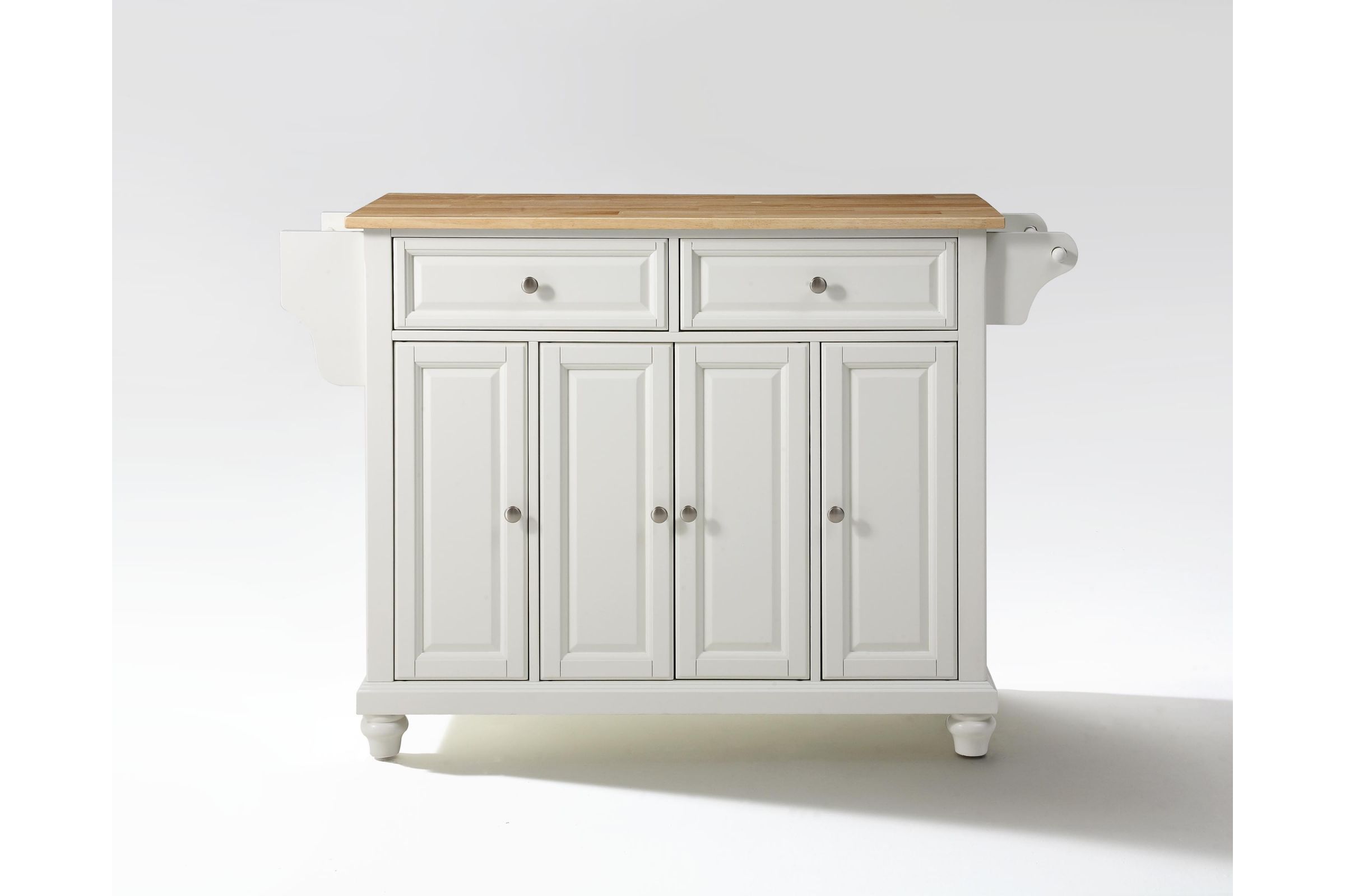 Cambridge Natural Wood Top Kitchen Island in White
