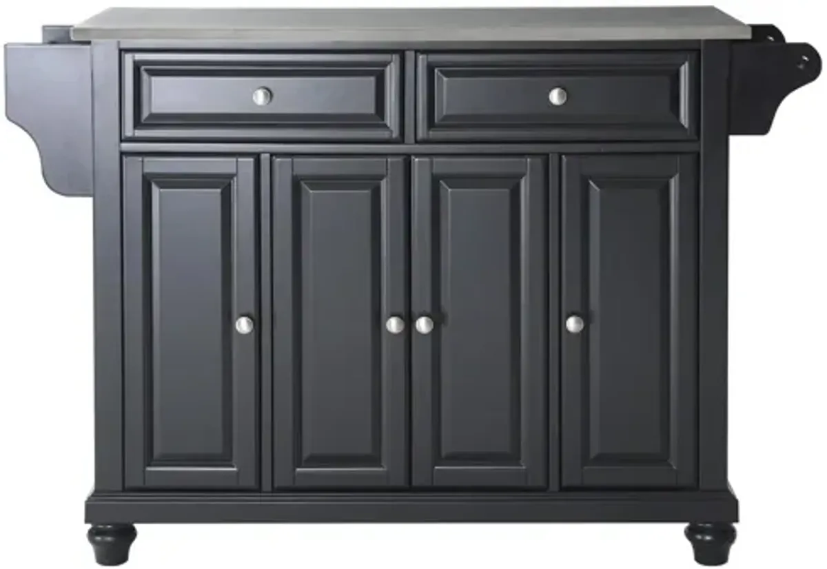 Cambridge Stainless Steel Top Kitchen Island in Black