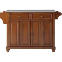Cambridge Stainless Steel Top Kitchen Island in Classic Cherry