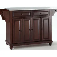 Cambridge Stainless Steel Top Kitchen Island in Vintage Mahogany