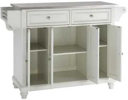 Cambridge Stainless Steel Top Kitchen Island in White