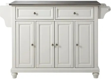 Cambridge Stainless Steel Top Kitchen Island in White