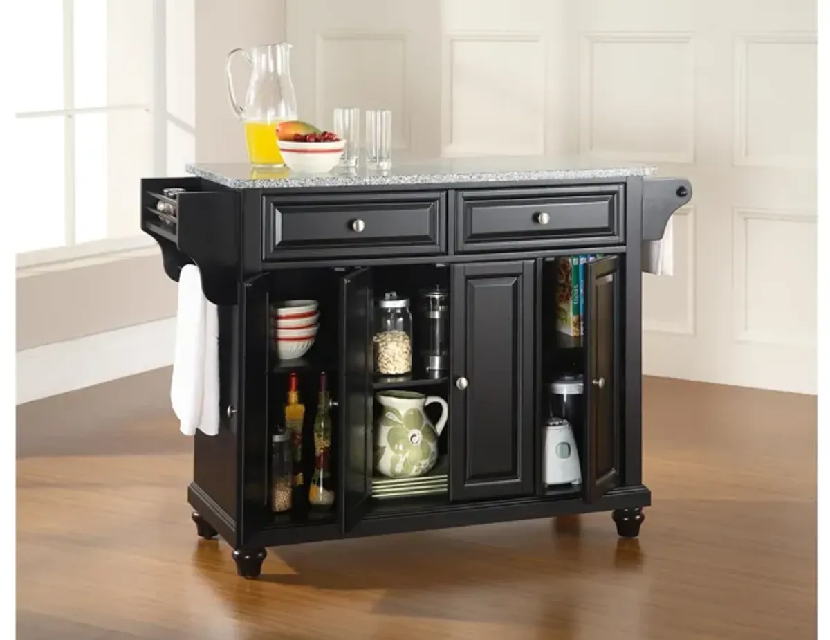 Cambridge Solid Granite Top Kitchen Island in Black