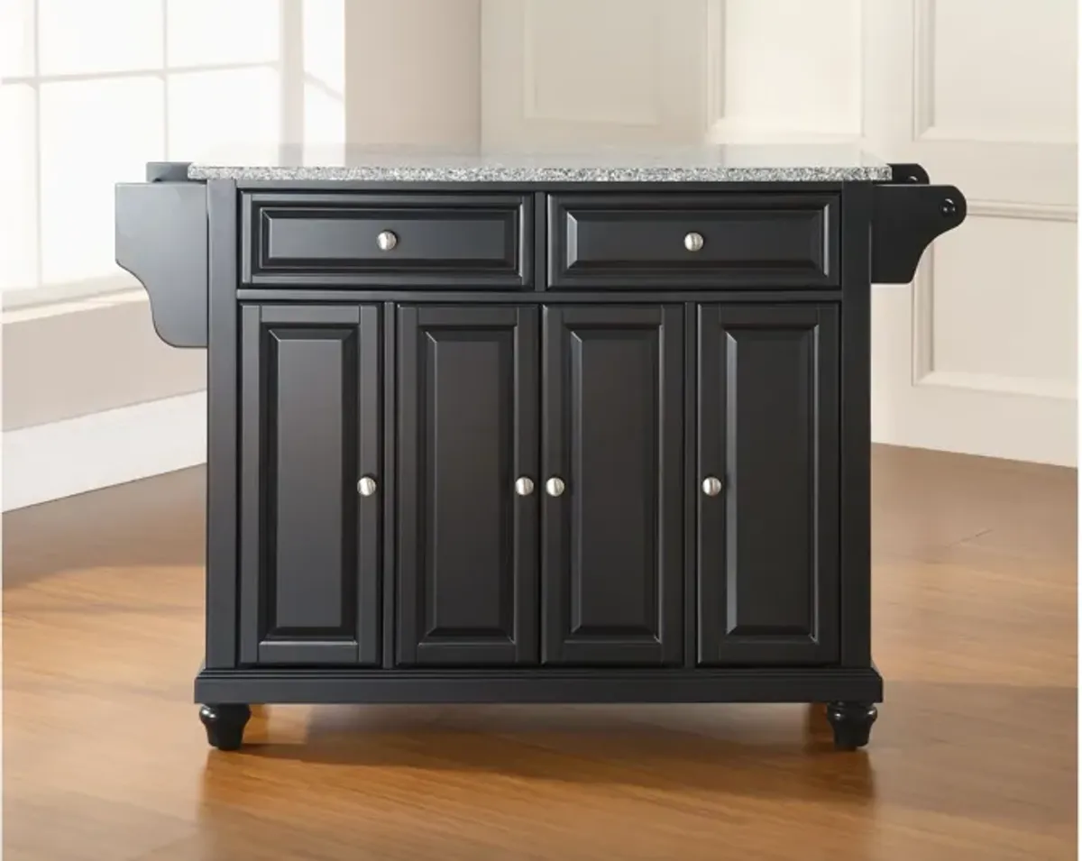 Cambridge Solid Granite Top Kitchen Island in Black