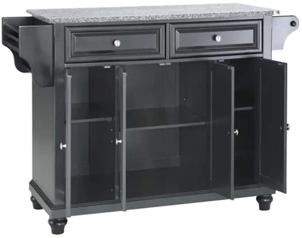 Cambridge Solid Granite Top Kitchen Island in Black