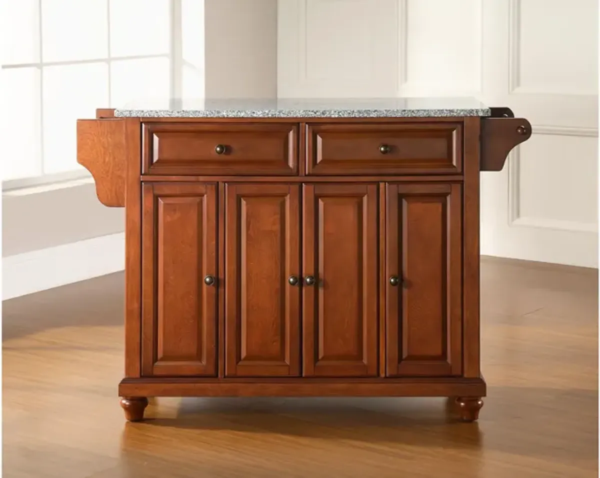 Cambridge Solid Granite Top Kitchen Island in Classic Cherry