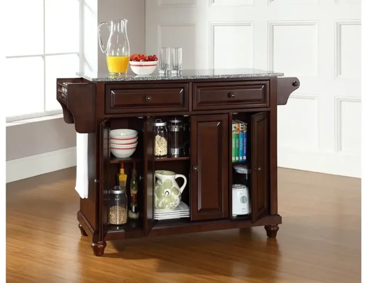 Cambridge Solid Granite Top Kitchen Island in Vintage Mahogany