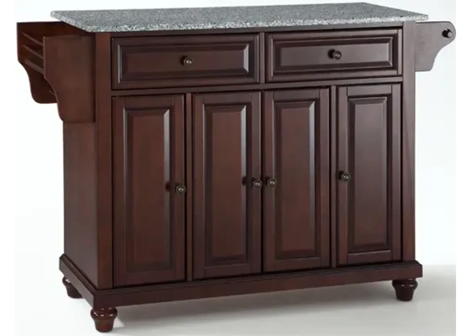 Cambridge Solid Granite Top Kitchen Island in Vintage Mahogany