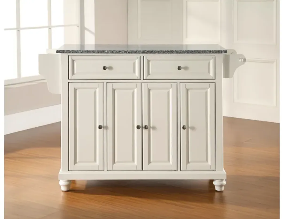 Cambridge Solid Granite Top Kitchen Island in White