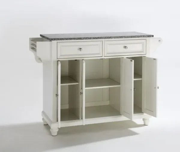 Cambridge Solid Granite Top Kitchen Island in White