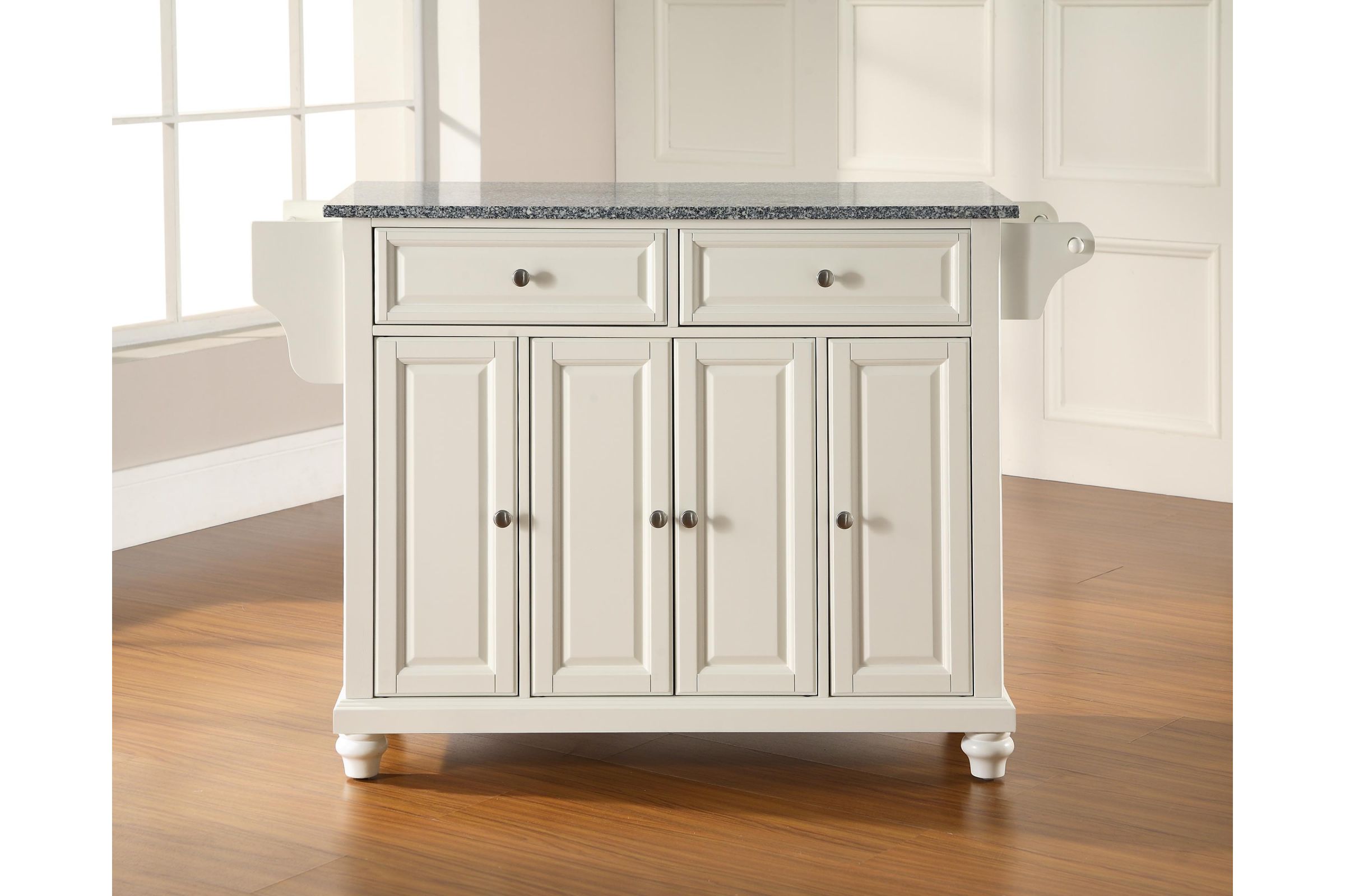 Cambridge Solid Granite Top Kitchen Island in White