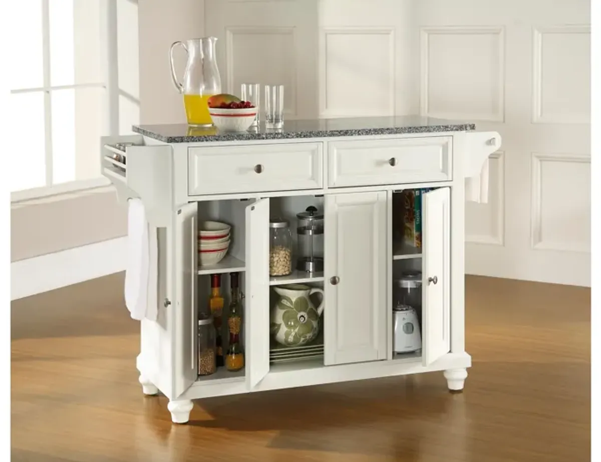 Cambridge Solid Granite Top Kitchen Island in White