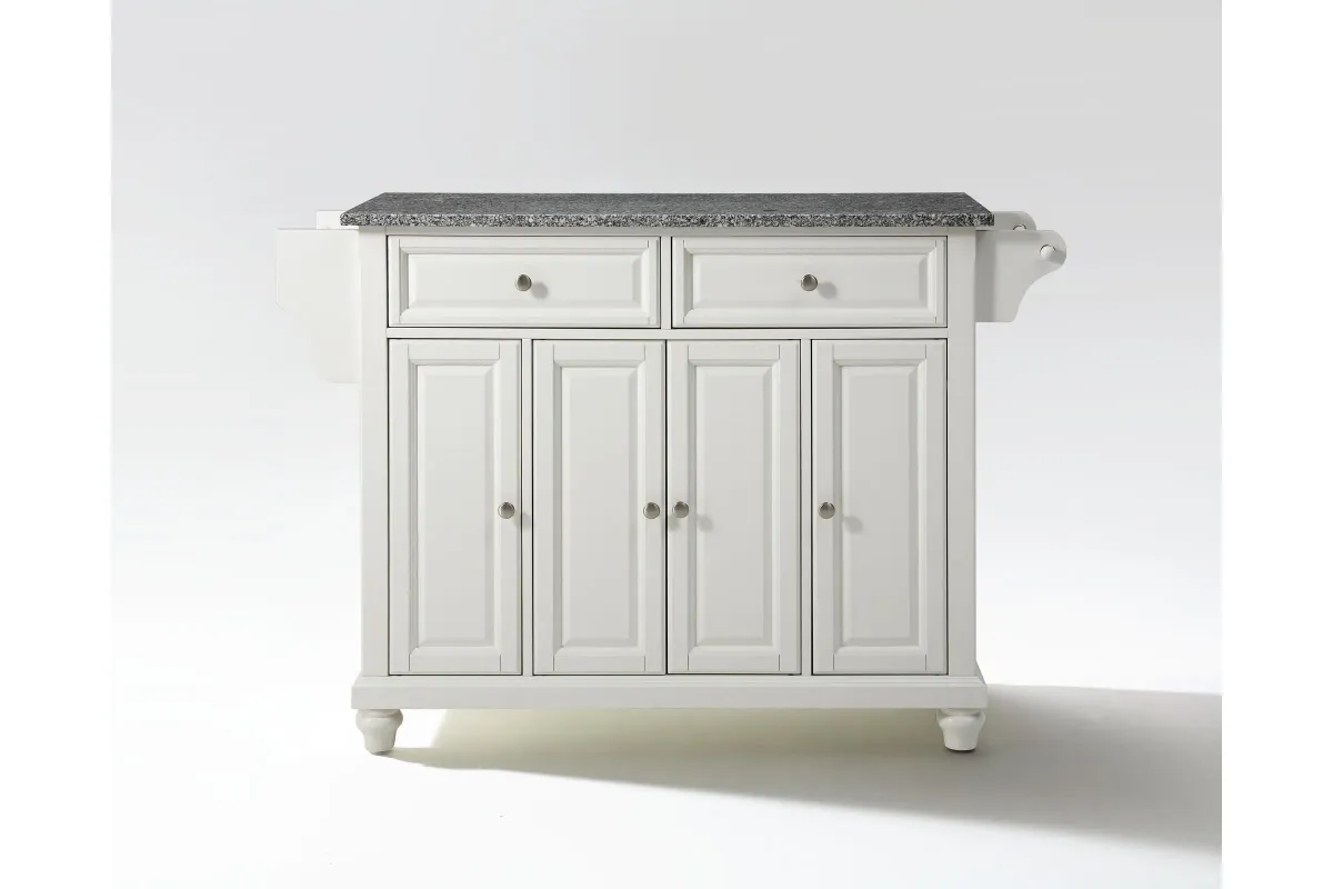 Cambridge Solid Granite Top Kitchen Island in White