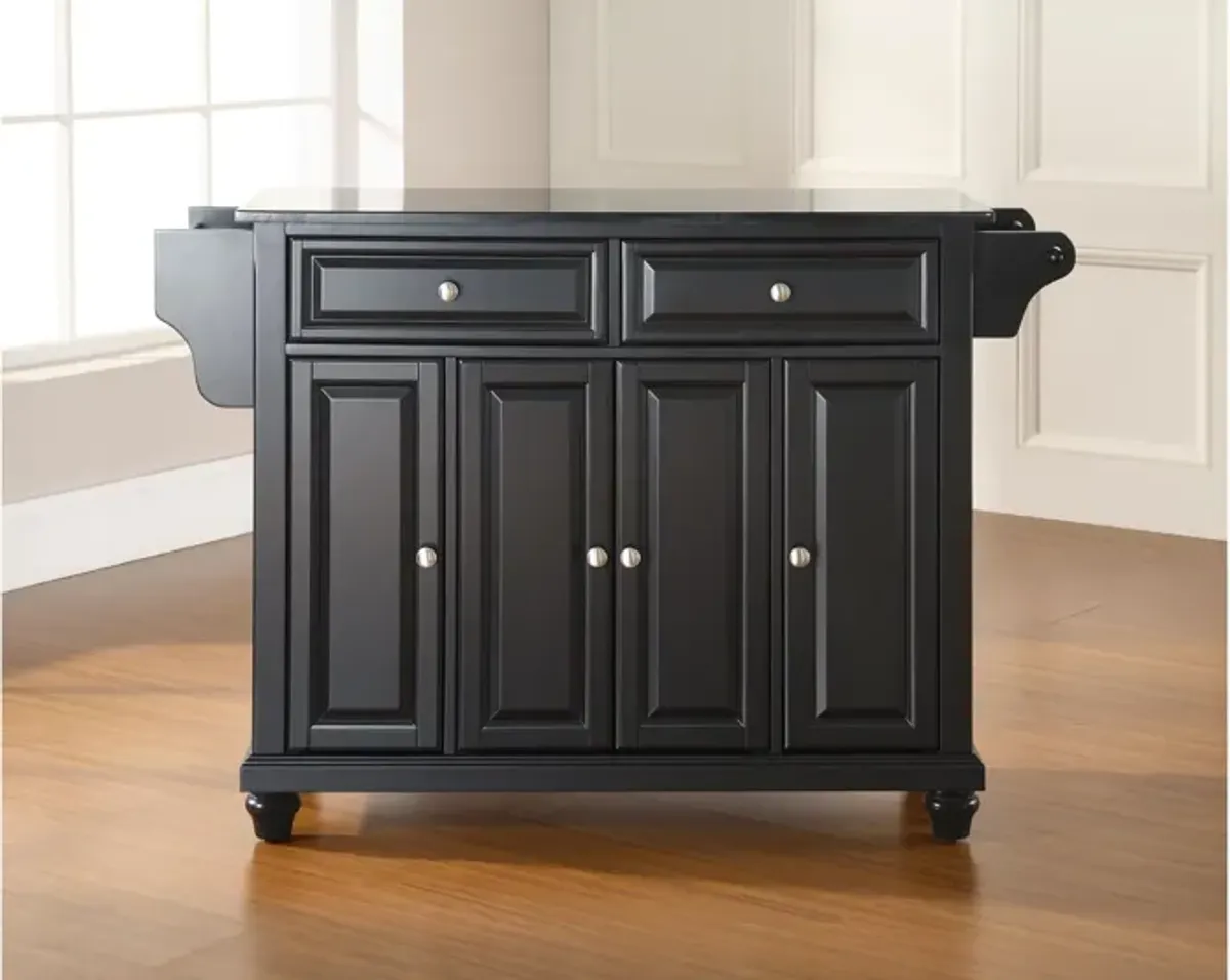 Cambridge Solid Black Granite Top Kitchen Island in Black