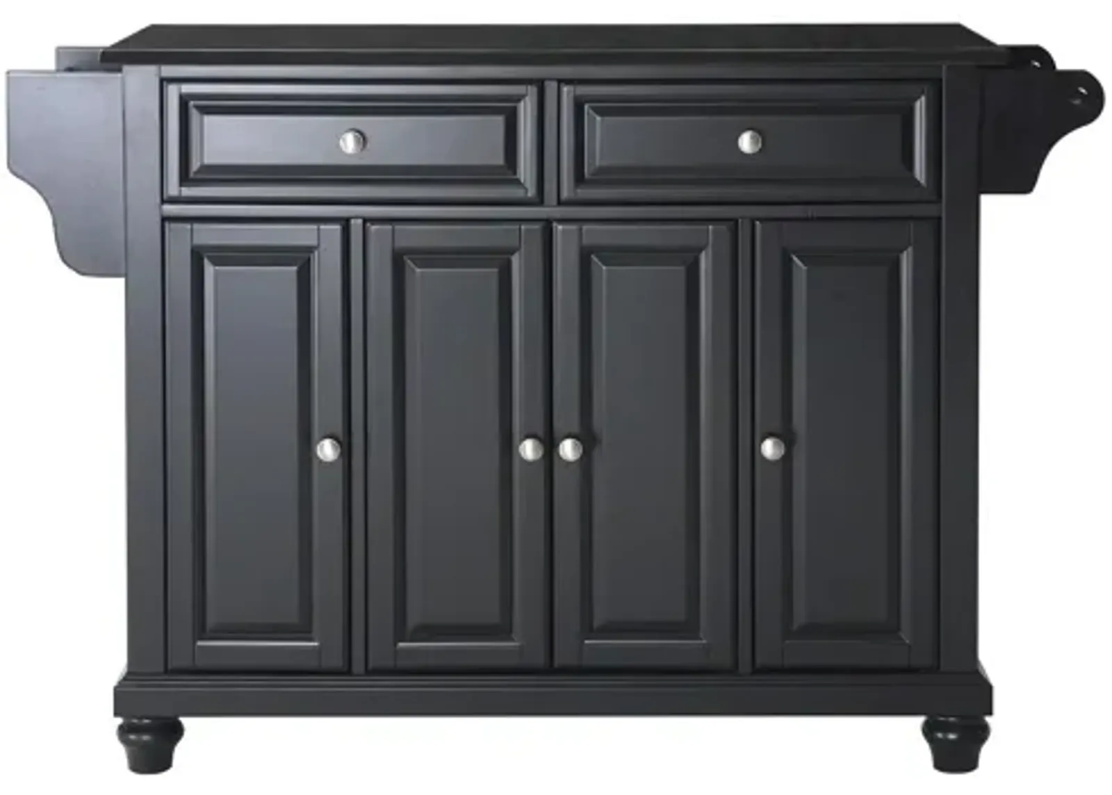 Cambridge Solid Black Granite Top Kitchen Island in Black