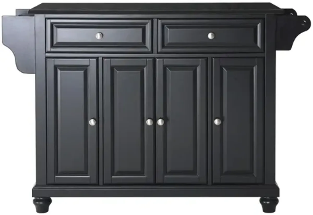 Cambridge Solid Black Granite Top Kitchen Island in Black