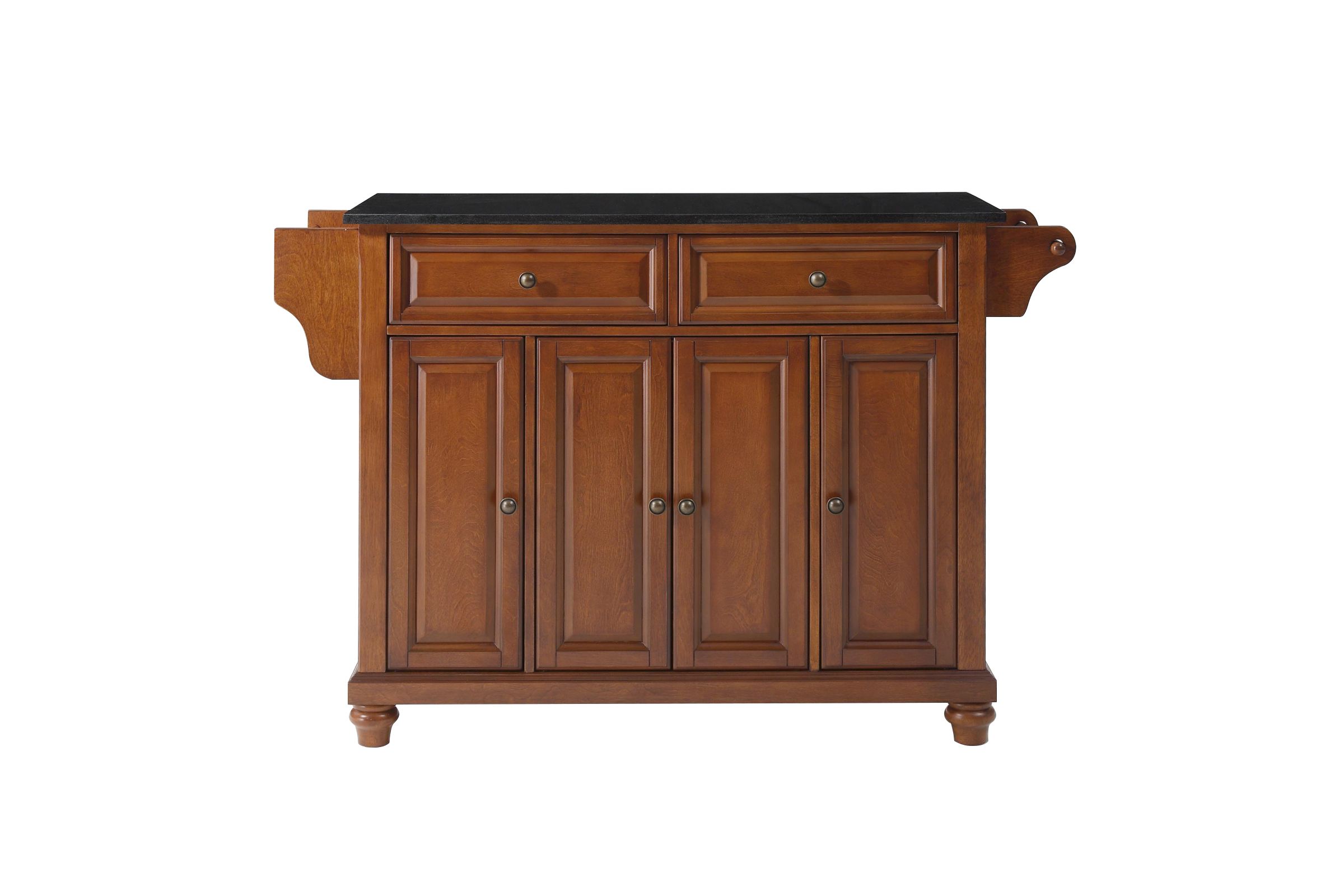 Cambridge Solid Black Granite Top Kitchen Island in Classic Cherry