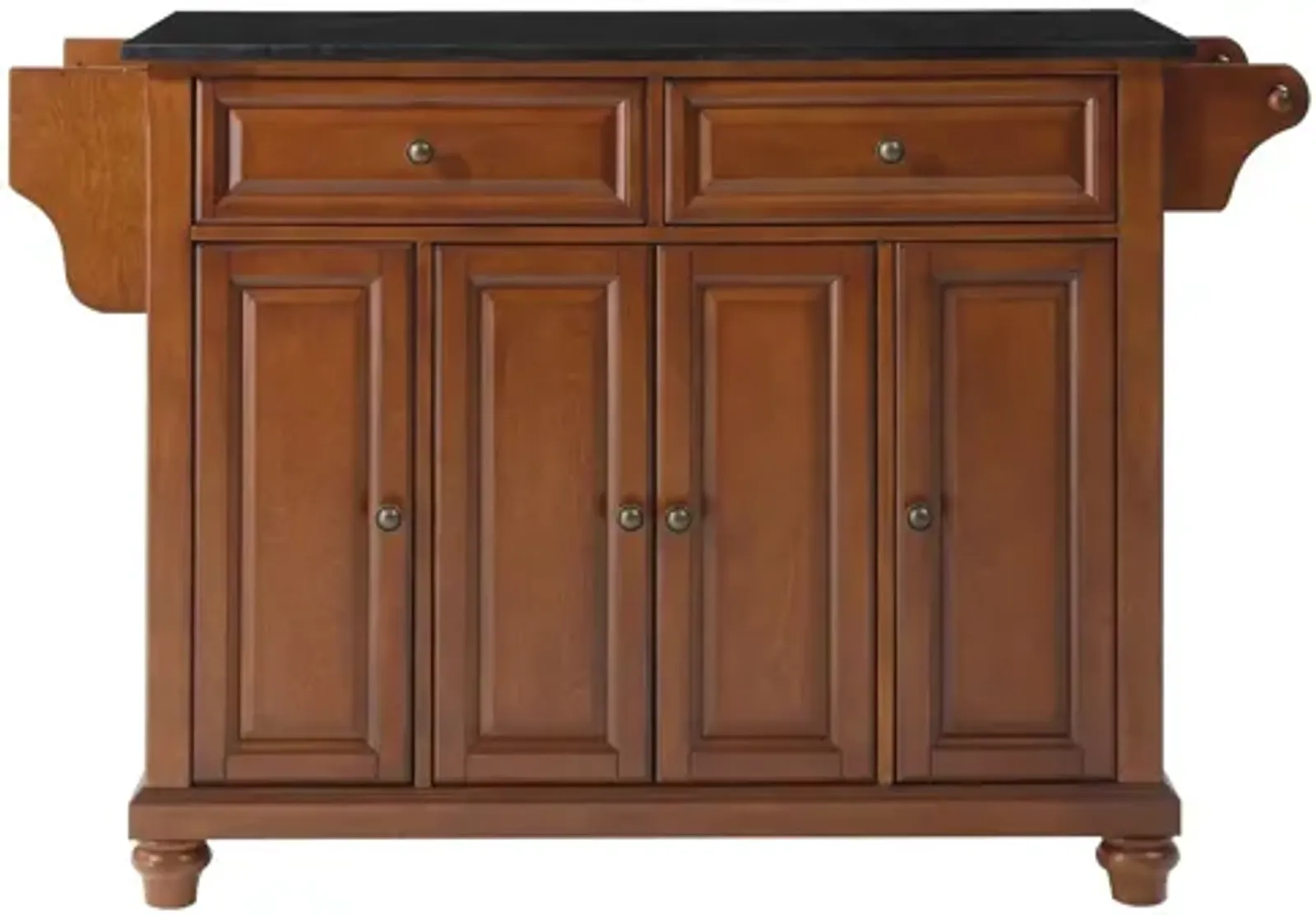 Cambridge Solid Black Granite Top Kitchen Island in Classic Cherry