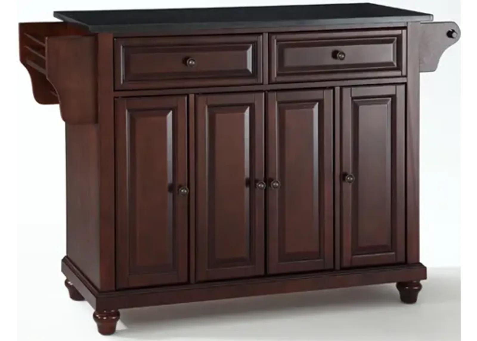 Cambridge Solid Black Granite Top Kitchen Island in Vintage Mahogany