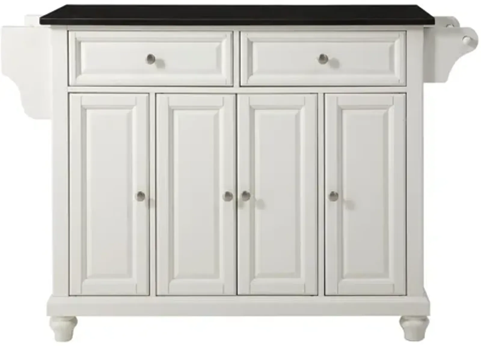 Cambridge Solid Black Granite Top Kitchen Island in White