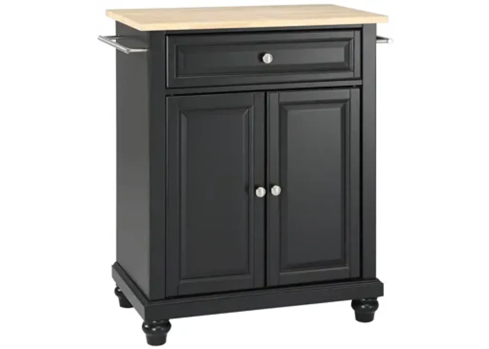 Cambridge Natural Wood Top Portable Kitchen Island in Black