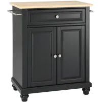 Cambridge Natural Wood Top Portable Kitchen Island in Black