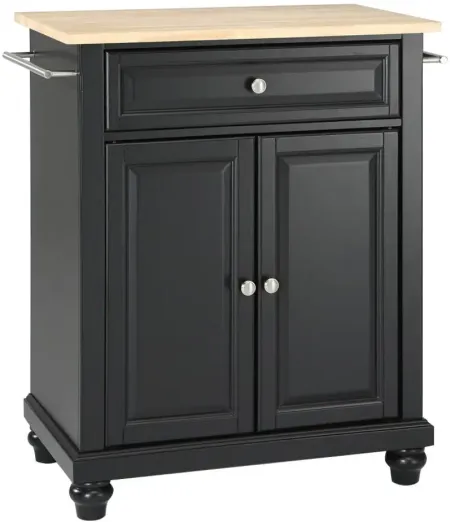 Cambridge Natural Wood Top Portable Kitchen Island in Black