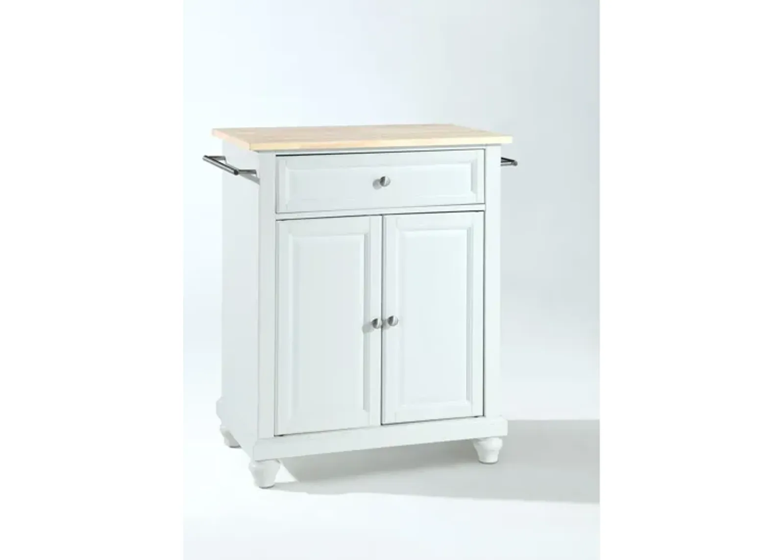 Cambridge Natural Wood Top Portable Kitchen Island in White