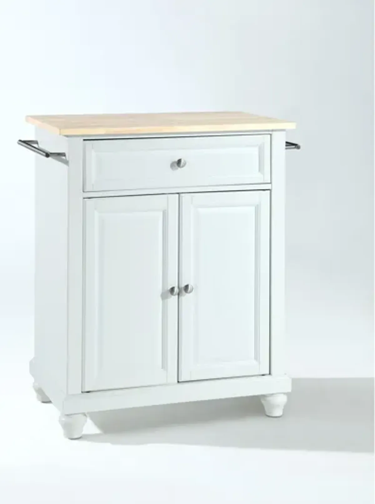 Cambridge Natural Wood Top Portable Kitchen Island in White