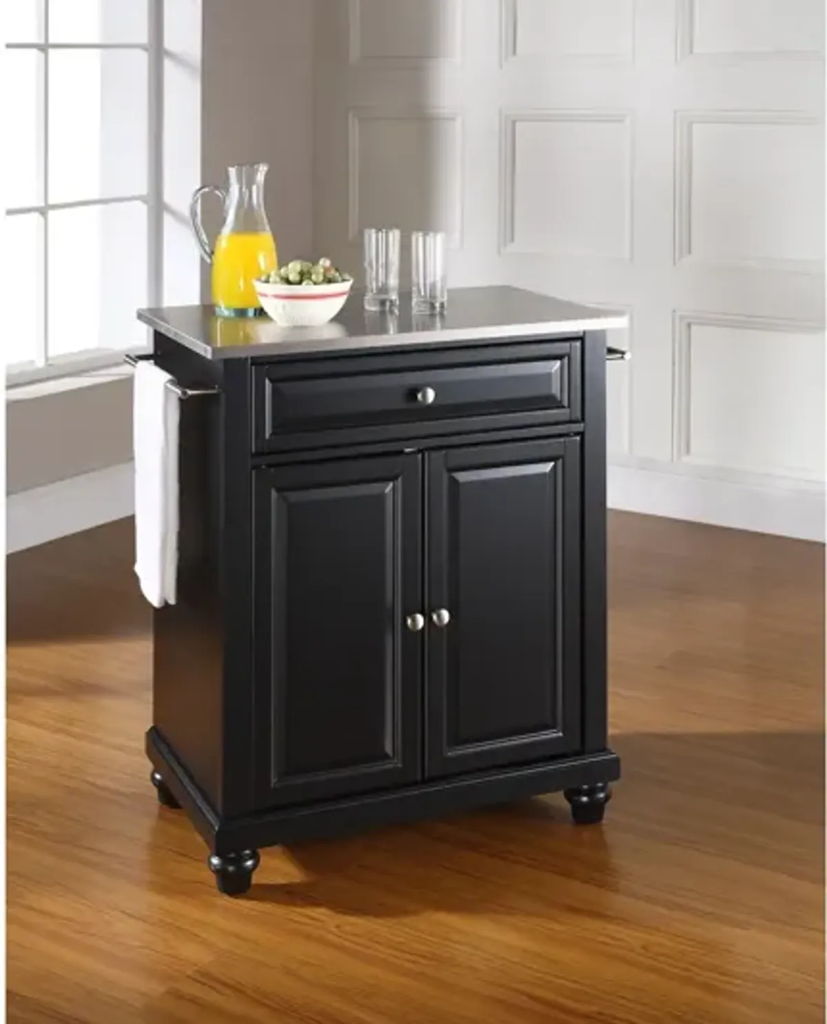 Cambridge Stainless Steel Top Portable Kitchen Island in Black